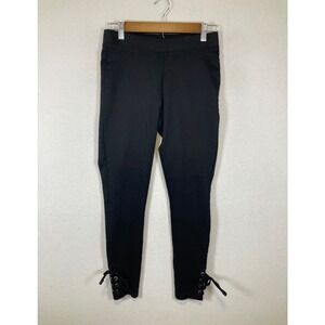 Edgy Alt Utopia by HUE Womens Small Black Lace Up Ankle Leggings Skinny Pants